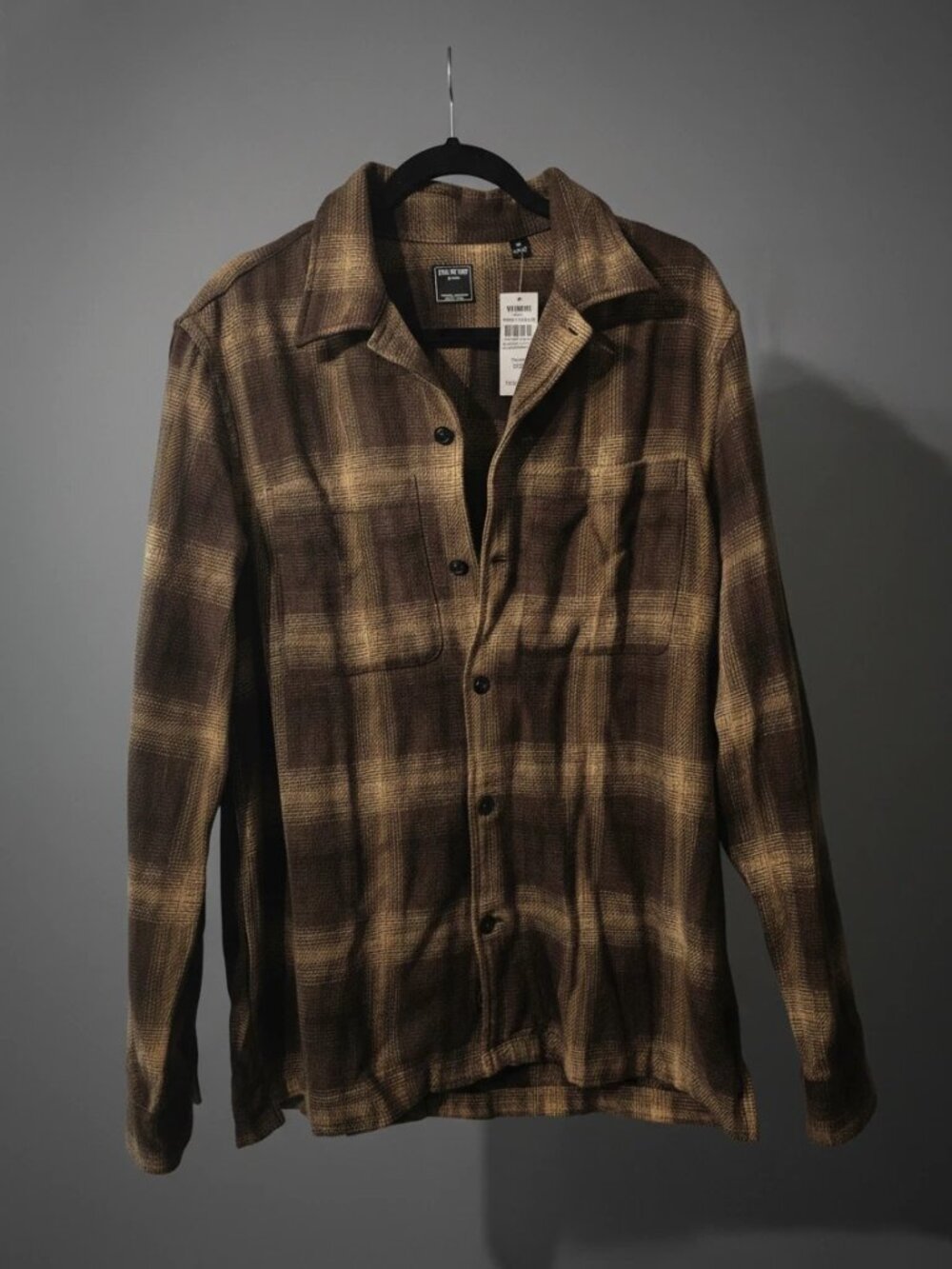 Todd Snyder New York Men's Relaxed Plaid Overshirt Brown Flannel Shacket Size M